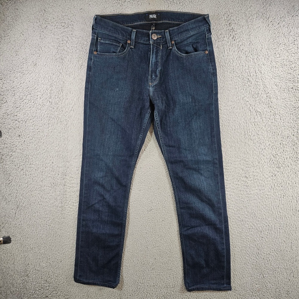 PAIGE Womens Federal Slim Straight Leg Jeans Dark Indigo Blue Size 30